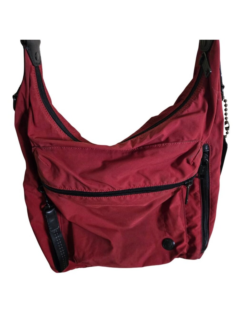 Coach Vintage Nylon Red Utility Travel Crossbody Bag Zip Pockets Bag Tag